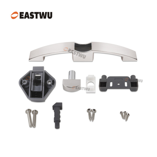 Brushed Nickel Zinc Alloy Push Type Cupboard Door Metal Handle Lock C.C.128mm