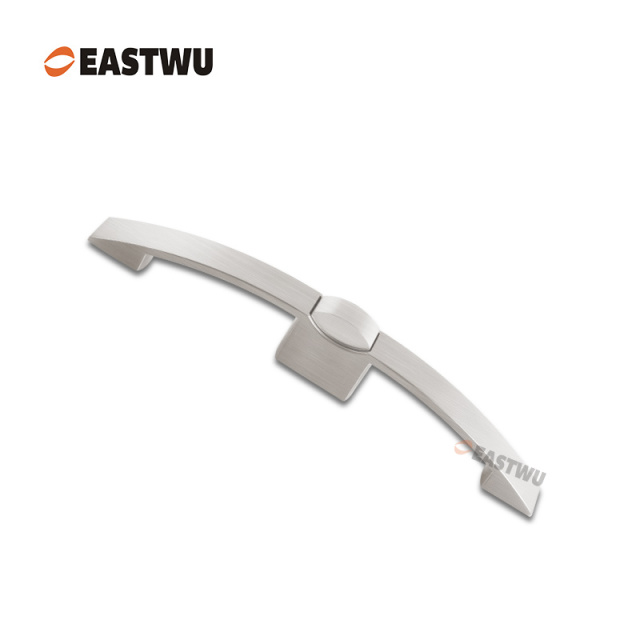 Brushed Nickel Zinc Alloy Push Type Cupboard Door Metal Handle Lock C.C.160mm