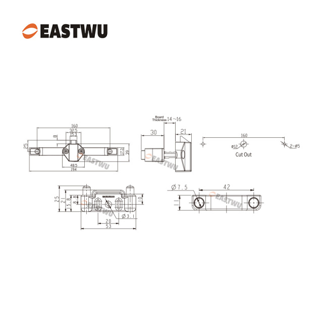 Chrome Zinc Alloy Push Type Cupboard Door Metal Handle Lock C.C.160mm