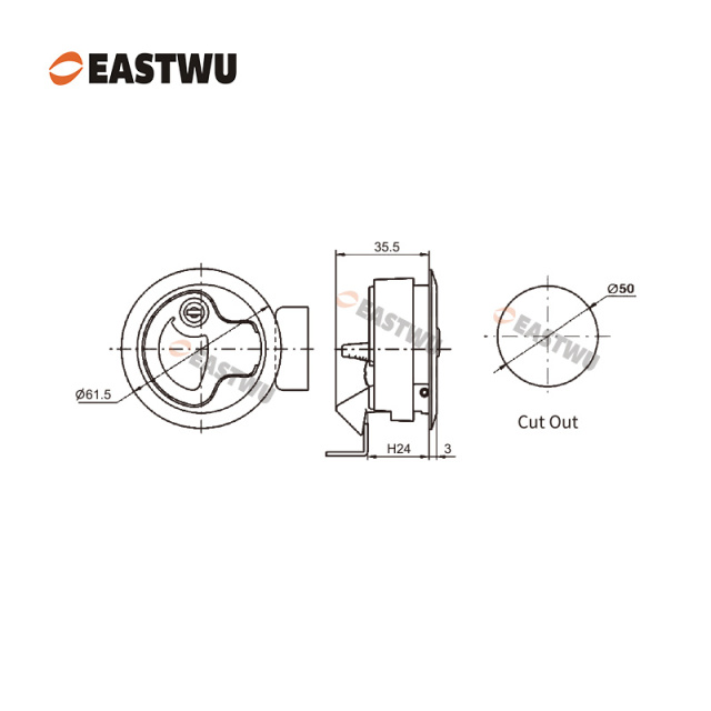 Chrome Zinc Alloy Toilet Door Lock Cut Out φ50mm