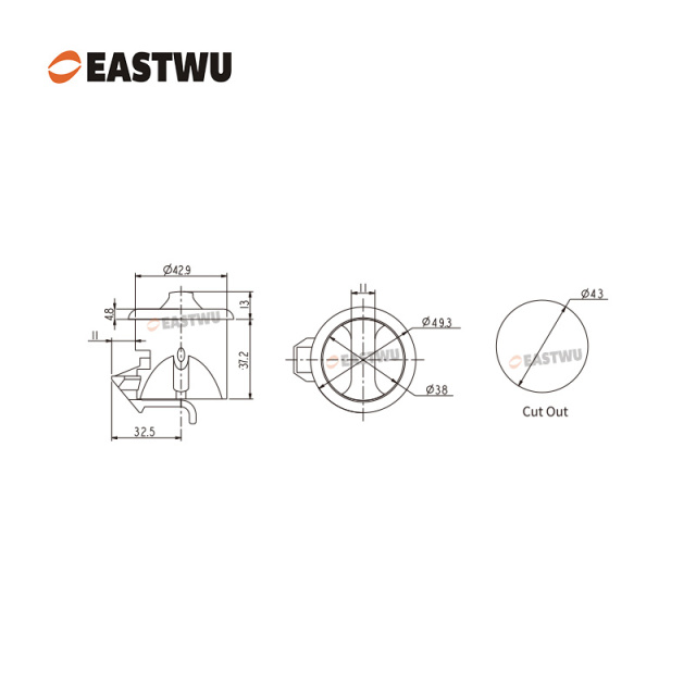 Silver ABS&Aluminium Alloy Toilet Door Lock Cut Out φ43mm