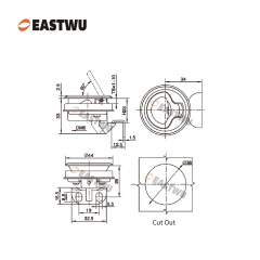 Chrome Zinc Alloy Toolbox Lock Cut Out φ38mm