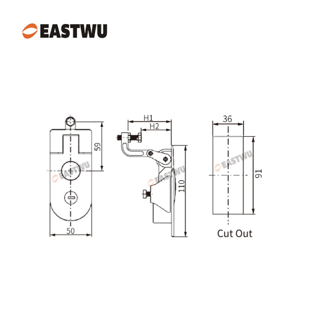 Chrome Trailer Tool Box Round Type Compression Lock Cut Out 91*36mm