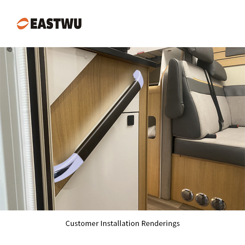 Large Size 400mm Chrome Handle with Leather Covered Motorhome Caravan Interior LED Entry Door Grab Handles Inside Use Only