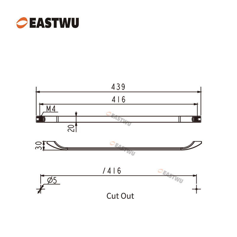 416mm Matt Black Drawer & Cabinet Long Handle