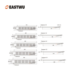 Silver Aluminum Alloy Cooling Outlet（Overall Length 150~600mm）Inner Length 118~568mm Cut Out 35X(120~570mm)