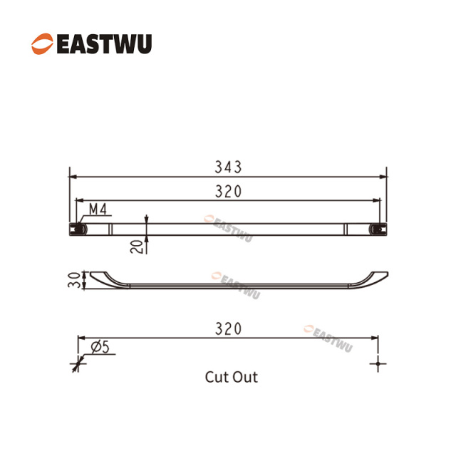 320mm Matt Black Drawer & Cabinet Long Handle