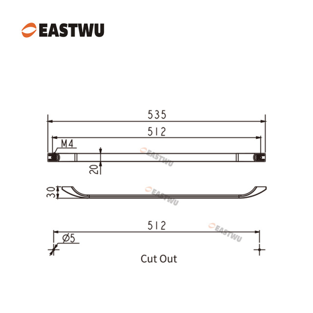 512mm Matt Black Drawer & Cabinet Long Handle