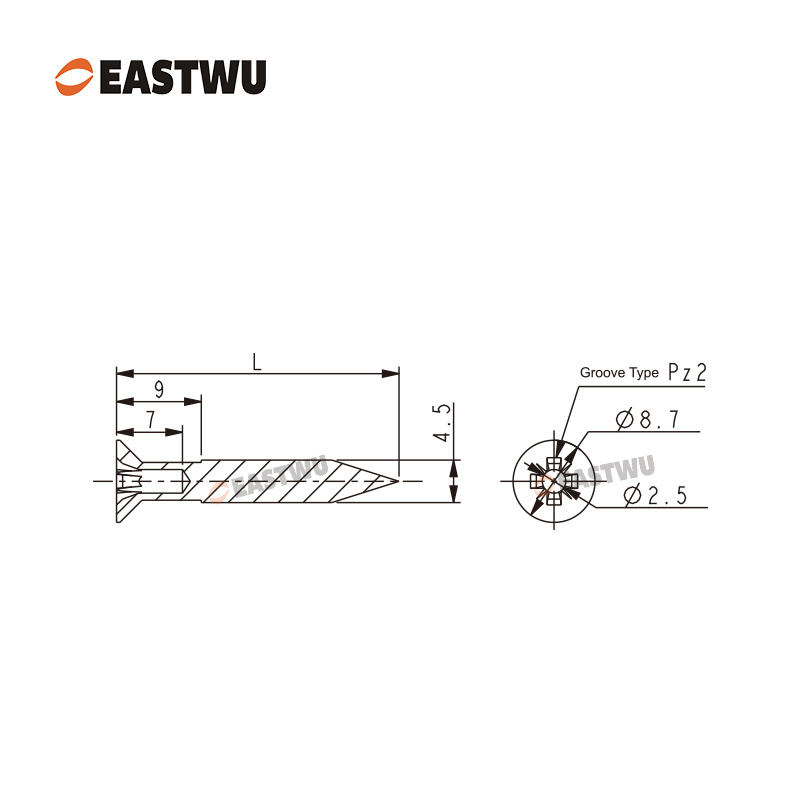 SupaChip Hospa Pozidrive Countersunk Screws 4.5X40mm