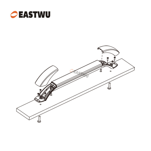 Small Size 250mm Pearl Chrome Handle with Black Leather Covered RV Motorhome Caravan LED Entry Grab Rail Door Handle