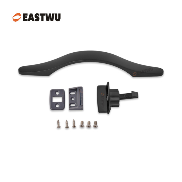 Cabinet Door Matt Black Metal Handle with Metal Locking Mechanism Lever Handles and locking system for caravan motorhome and RV