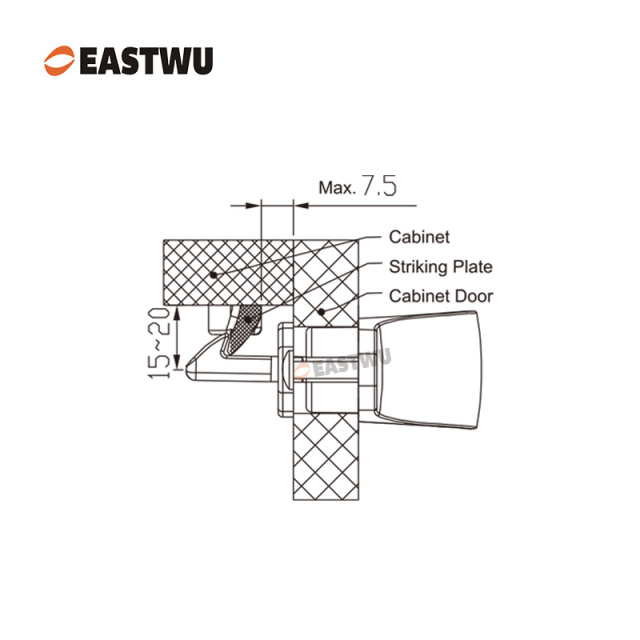 Cupboard Door Matt Black Metal Handle with Plastic Locking Mechanism Lever Handles for caravan motorhome and RV