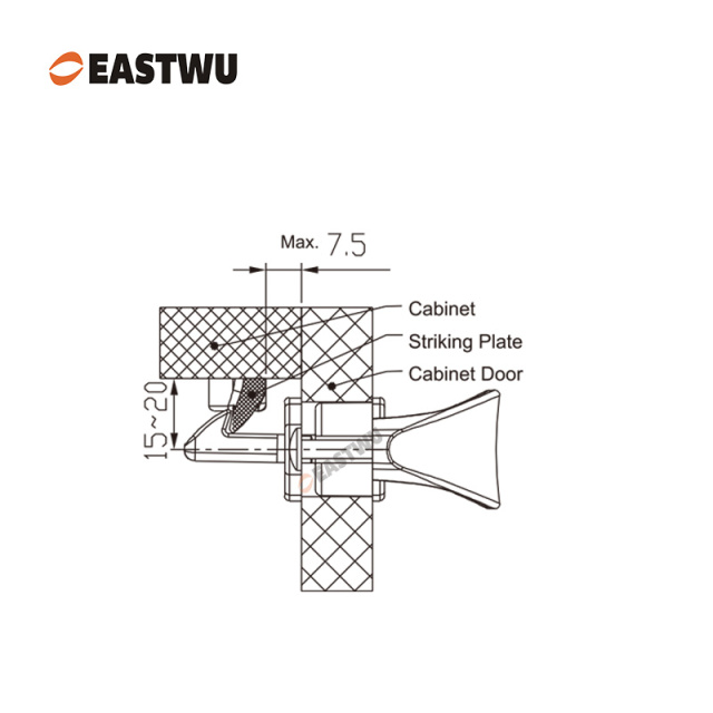 Matt Black Metal Locking Mechanism Cut Out:φ19mm