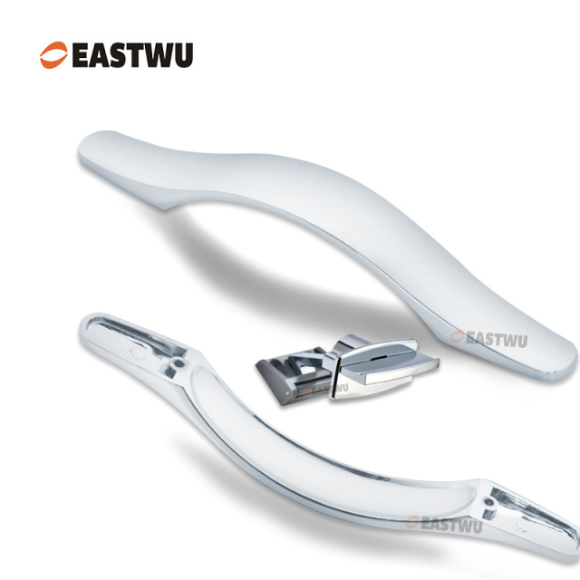 Cupboard Door Chrome Metal Handle with Metal Locking Mechanism Lever Handles and locking system for caravan motorhome and RV