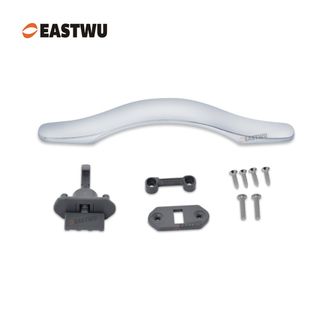 Cupboard Door Chrome Metal Handle with Plastic Locking Mechanism Lever Handles for caravan motorhome and RV