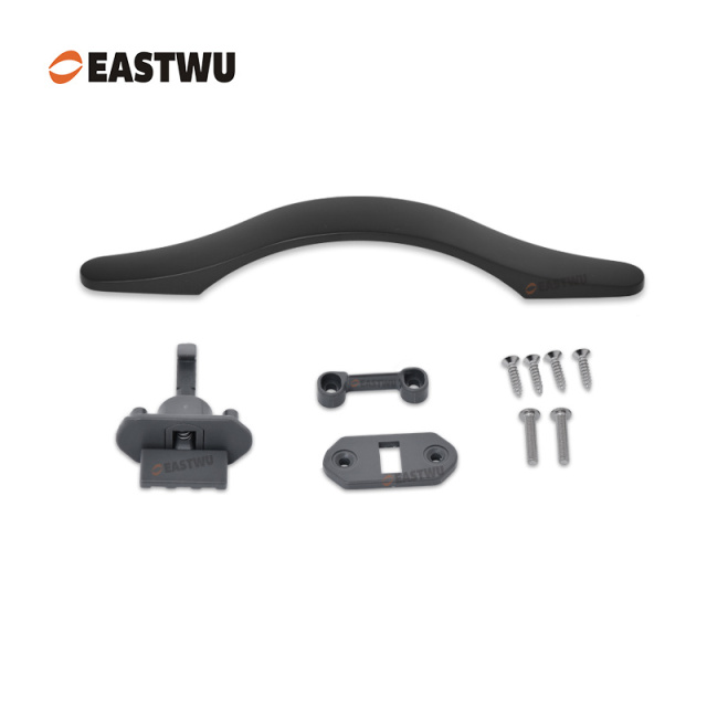 Cupboard Door Matt Black Metal Handle with Plastic Locking Mechanism Lever Handles for caravan motorhome and RV