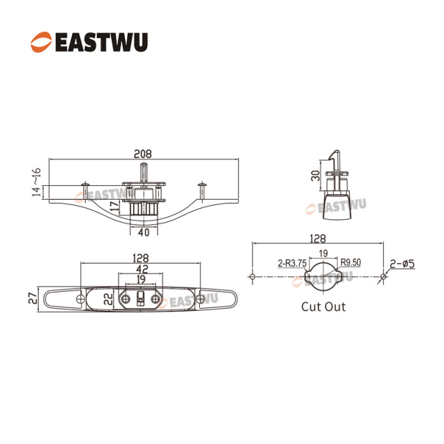 Cupboard Door Chrome Metal Handle with Metal Locking Mechanism Lever Handles and locking system for caravan motorhome and RV