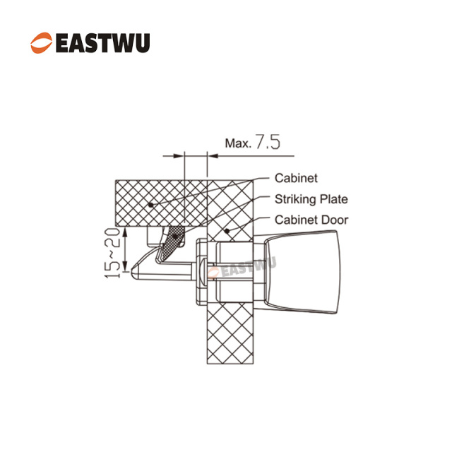 Cabinet Door Brushed Nickel Metal Handle with Plastic Locking Mechanism Lever Handles for caravan motorhome and RV