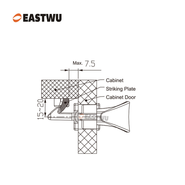 Cupboard Door Chrome Metal Handle with Metal Hidden Locking Mechanism Lever Handles and locking system for caravan motorhome and RV
