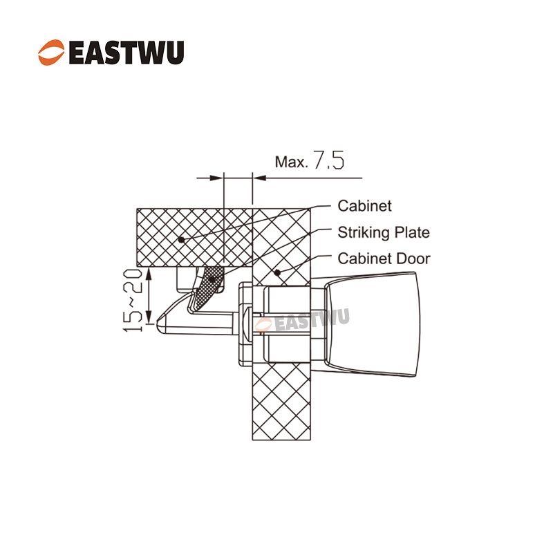 Cupboard Door Chrome Metal Handle with Metal Locking Mechanism Lever Handles and locking system for caravan motorhome and RV