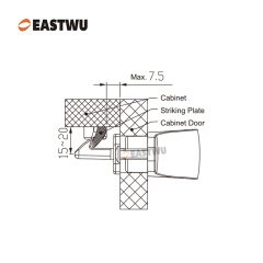 Cupboard Door Chrome Metal Handle with Metal Locking Mechanism Lever Handles and locking system for caravan motorhome and RV