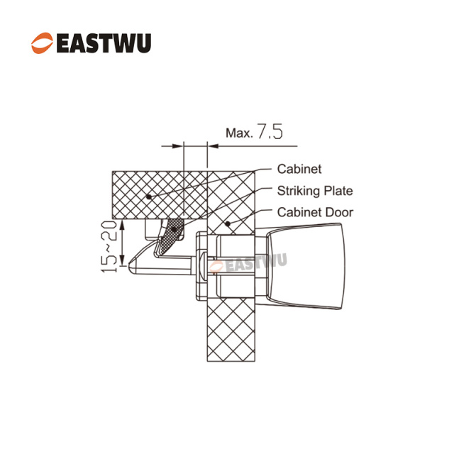 Cupboard Door Chrome Metal Handle with Metal Locking Mechanism Lever Handles and locking system for caravan motorhome and RV