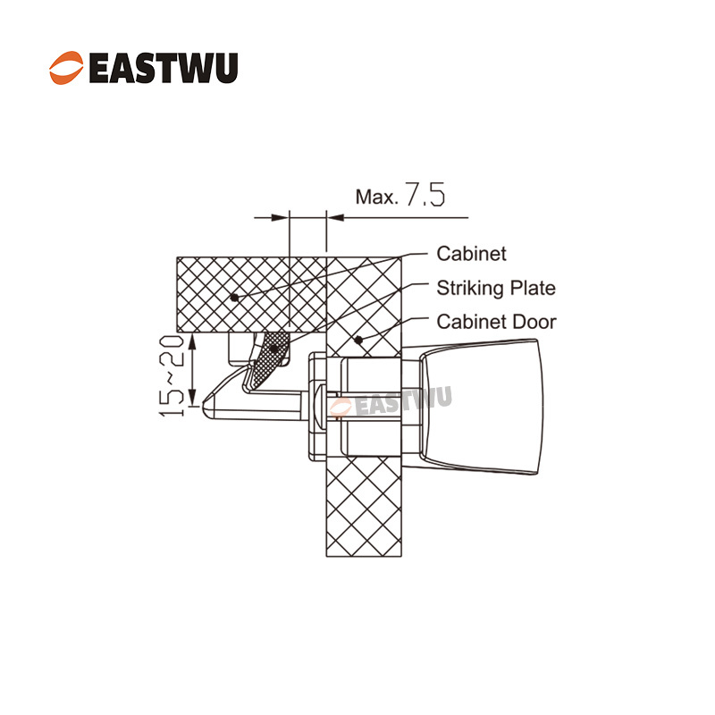 Cabinet Door Brushed Nickel Metal Handle with Metal Locking Mechanism Lever Handles and locking system for caravan motorhome and RV