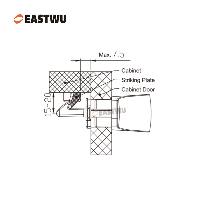 Cabinet Door Brushed Nickel Metal Handle with Metal Locking Mechanism Lever Handles and locking system for caravan motorhome and RV