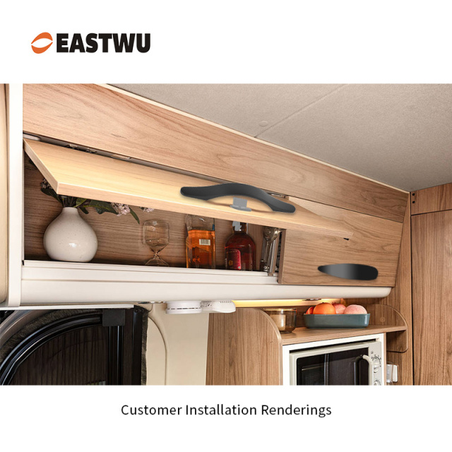 Cupboard Door Matt Black Metal Handle with Plastic Locking Mechanism Lever Handles for caravan motorhome and RV