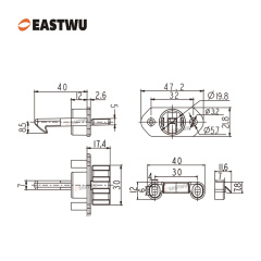 Cupboard Door Chrome Metal Handle with Plastic Locking Mechanism Lever Handles for caravan motorhome and RV