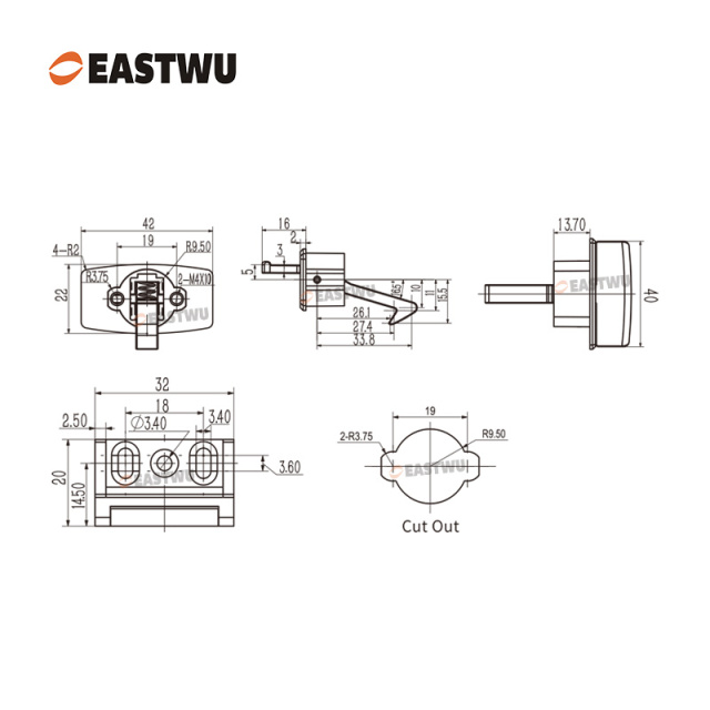 Brushed Nickel Metal Locking Mechanism Cut Out:φ19mm