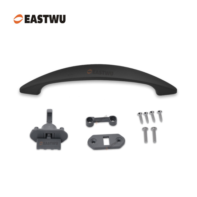 Cupboard Door Matt Black Metal Handle with Plastic Hidden Locking Mechanism Lever Handles for caravan motorhome and RV