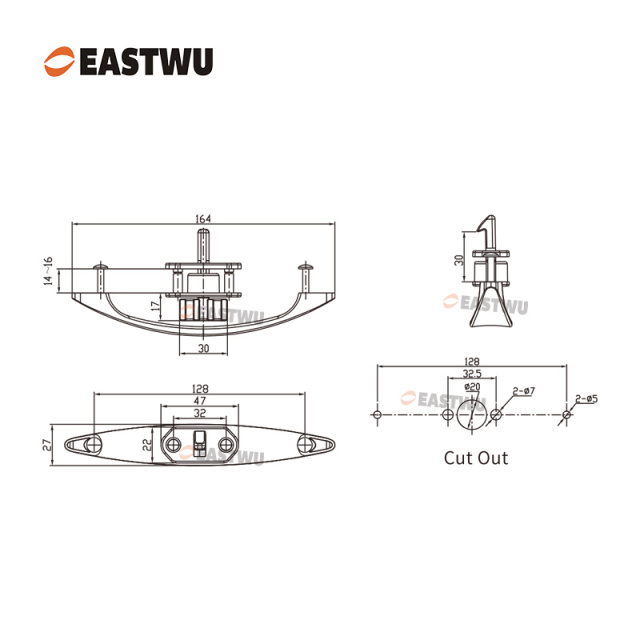 Cupboard Door Chrome Metal Handle with Plastic Hidden Locking Mechanism Lever Handles for caravan motorhome and RV