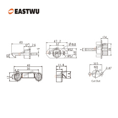 Gray Plastic Locking Mechanism Cut Outφ20mm