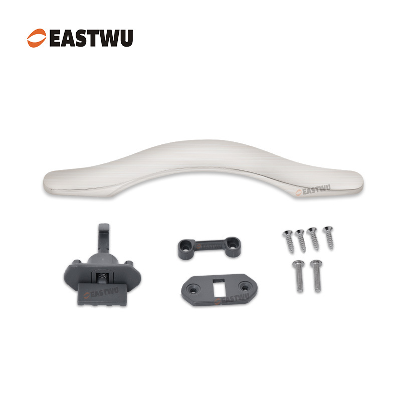 Cabinet Door Brushed Nickel Metal Handle with Plastic Locking Mechanism Lever Handles for caravan motorhome and RV