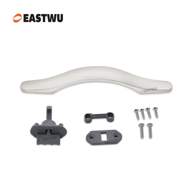 Cabinet Door Brushed Nickel Metal Handle with Plastic Locking Mechanism Lever Handles for caravan motorhome and RV
