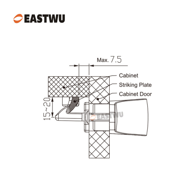 Cabinet Door Matt Black Metal Handle with Metal Locking Mechanism Lever Handles and locking system for caravan motorhome and RV