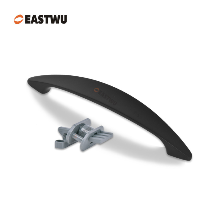 Cupboard Door Matt Black Metal Handle with Plastic Hidden Locking Mechanism Lever Handles for caravan motorhome and RV