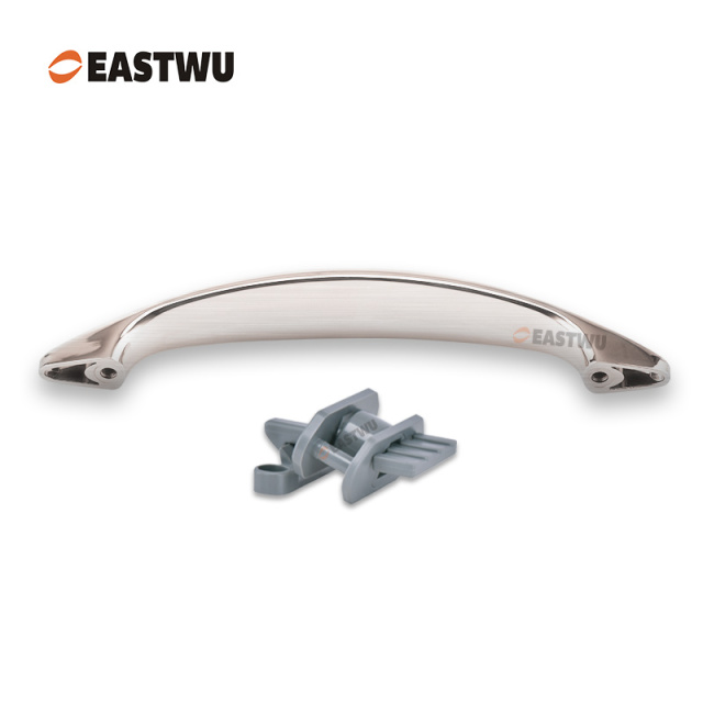 Cupboard Door Brushed Nickel Metal Handle with Plastic Hidden Locking Mechanism Lever Handles for caravan motorhome and RV