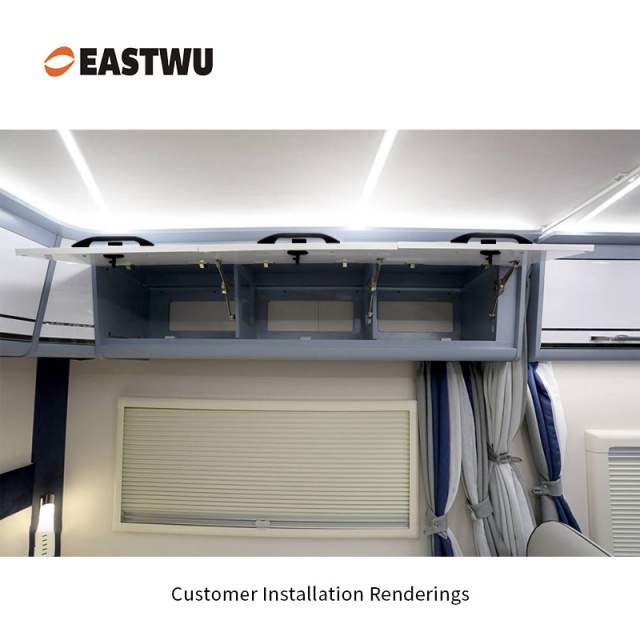 Cupboard Door Matt Black Metal Handle with Metal Hidden Locking Mechanism Lever Handles and locking system for caravan motorhome and RV