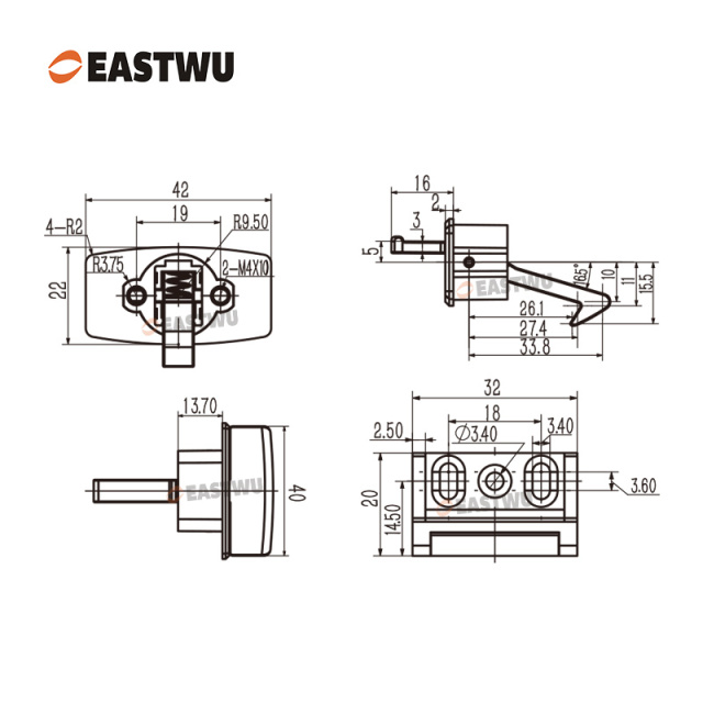 Cupboard Door Chrome Metal Handle with Metal Locking Mechanism Lever Handles and locking system for caravan motorhome and RV