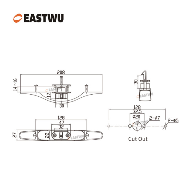 Cupboard Door Chrome Metal Handle with Plastic Locking Mechanism Lever Handles for caravan motorhome and RV