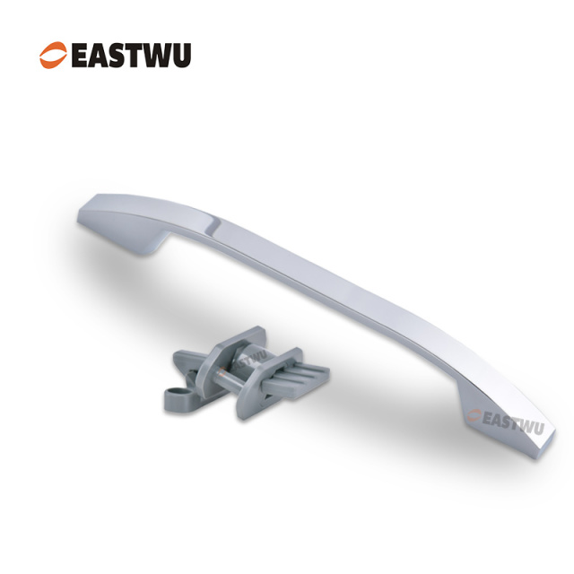 Chrome Cupboard Door Slim Metal Handle with Gray Plastic Hidden Locking Mechanism Lever Handles for caravan motorhome and RV