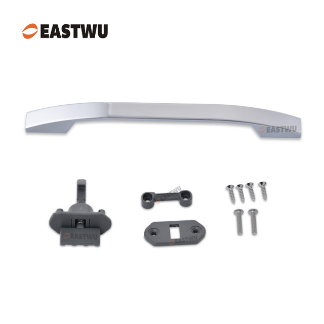 Chrome Cupboard Door Slim Metal Handle with Gray Plastic Hidden Locking Mechanism Lever Handles for caravan motorhome and RV