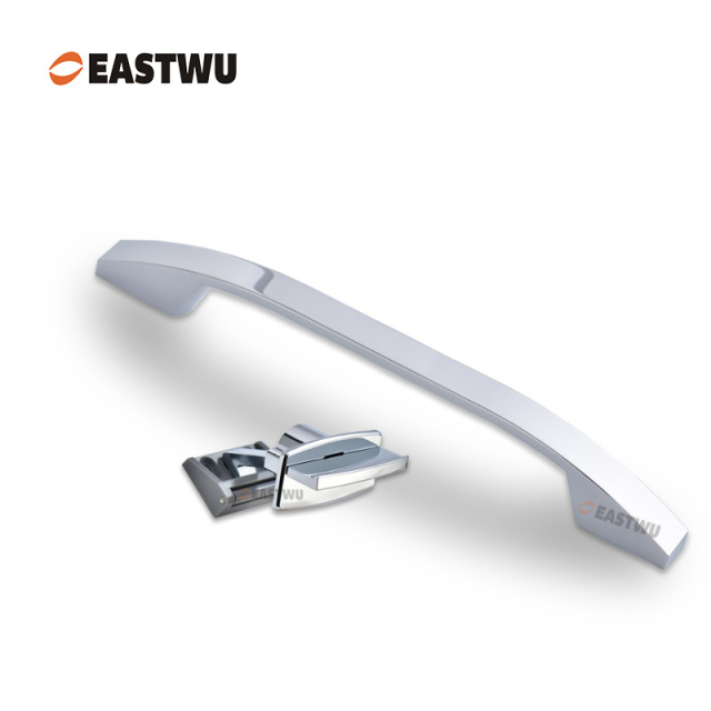 Cupboard Door Chrome Slim Metal Handle with Metal Hidden Locking Mechanism Lever Handles and locking system for caravan motorhome and RV