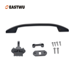 Matt Black Drawer Door Slim Metal Handle with Gray Plastic Hidden Locking Mechanism Lever Handles and locking system for caravan motorhome and RV