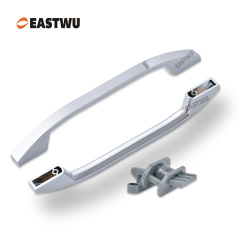 Chrome Cupboard Door Slim Metal Handle with Gray Plastic Hidden Locking Mechanism Lever Handles for caravan motorhome and RV