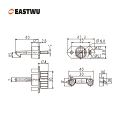 Chrome Cupboard Door Slim Metal Handle with Gray Plastic Hidden Locking Mechanism Lever Handles for caravan motorhome and RV