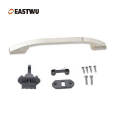 Brushed Nickel Cabinet Door Slim Metal Handle with Gray Plastic Hidden Locking Mechanism Lever Handles for caravan motorhome and RV