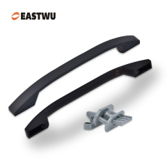 Matt Black Drawer Door Slim Metal Handle with Gray Plastic Hidden Locking Mechanism Lever Handles and locking system for caravan motorhome and RV